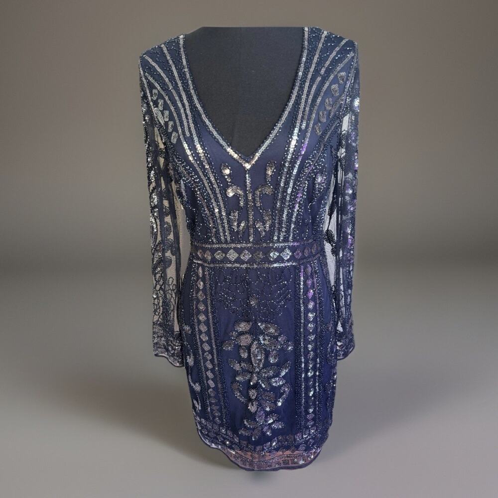 Navy Blue Beaded Mini| Art Deco | Vintage Vibe Cocktail | Old Money | Drag*Prom*